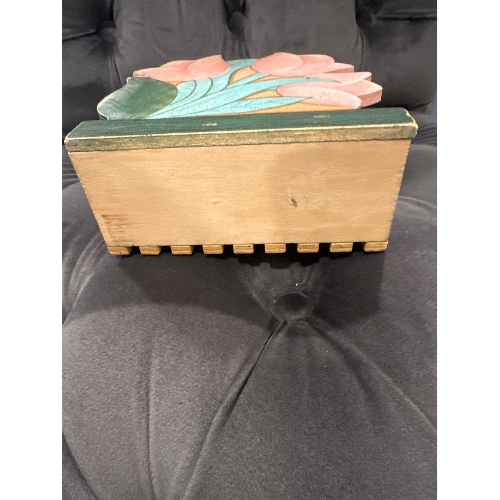 Hand Painted Wooden Tulip Napkin Holder Cute Country VTGKitchen Decor cottage - Picture 5 of 6